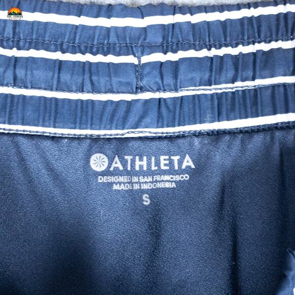 Athleta Athletic Running Shorts Navy Blue White Striped Racer Run Women's Small - Picture 8 of 11